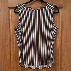 Adrianna Papell Black/Cream/Tan  Striped Blouse